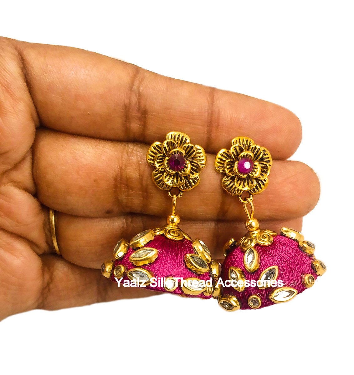 Small Jhumkas Earrings,oxidized Silver-pink Jhumkas,traditional Regular  Wear Earrings - Etsy